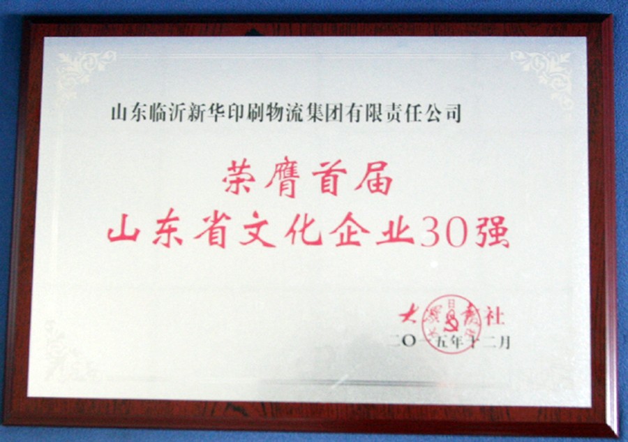 臨沂新華集團(tuán)榮獲首屆“山東省文化企業(yè)30強(qiáng)”榮譽(yù)稱號(hào) 第 2 張